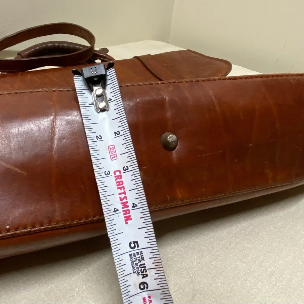 Italian Vintage Leather Brown Messenger Bag , Rare